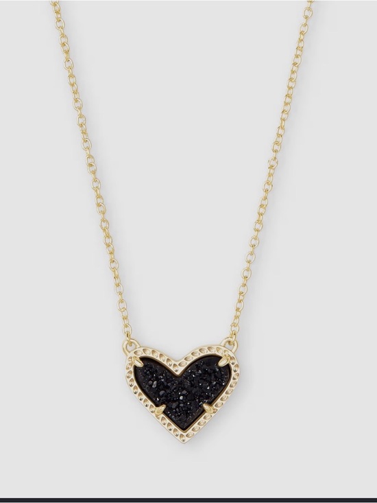 Kendra Scott Jewelry - Kendra Scott Gold Heart Pendant Necklace - Black Druzy